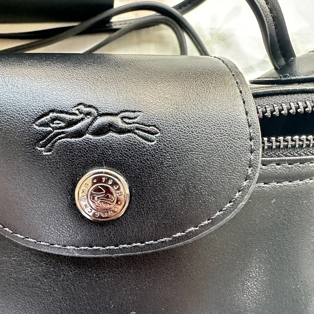 Longchamp Le Pliage Xtra Mini Black Leather Crossbody Bag - Picture 8 of 9